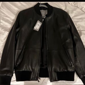 Mens Neiman Marcus black leather jacket in size large